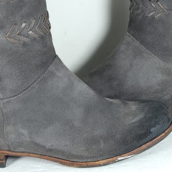 UGG Women's Caylin US 7 Gray Burnished Suede Braided Zip Riding Boots - Picture 15 of 16